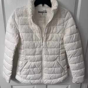 Bernardo white Textured Puffer Jacket with storage bag
